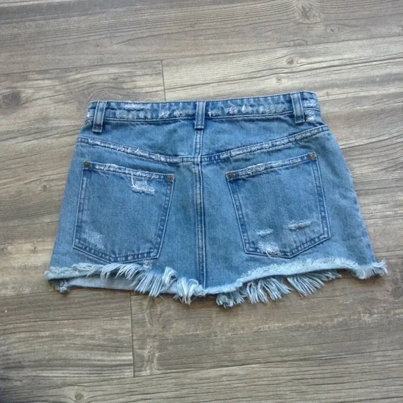 Free People Cute To Boot Distressed Denim Skirt - Picture 4 of 4